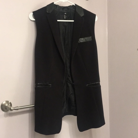 Black cotton and leather vest - Picture 1 of 5
